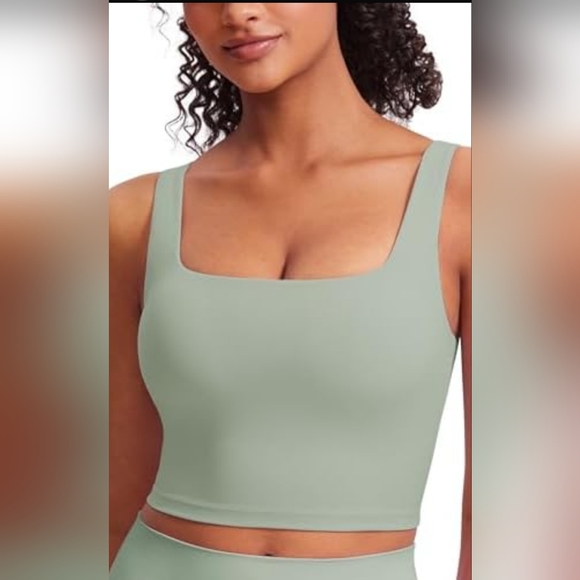 PacSun Sage Green Fitted Bodycon Cropped Tank Top With Built-In Bra - Picture 1 of 6